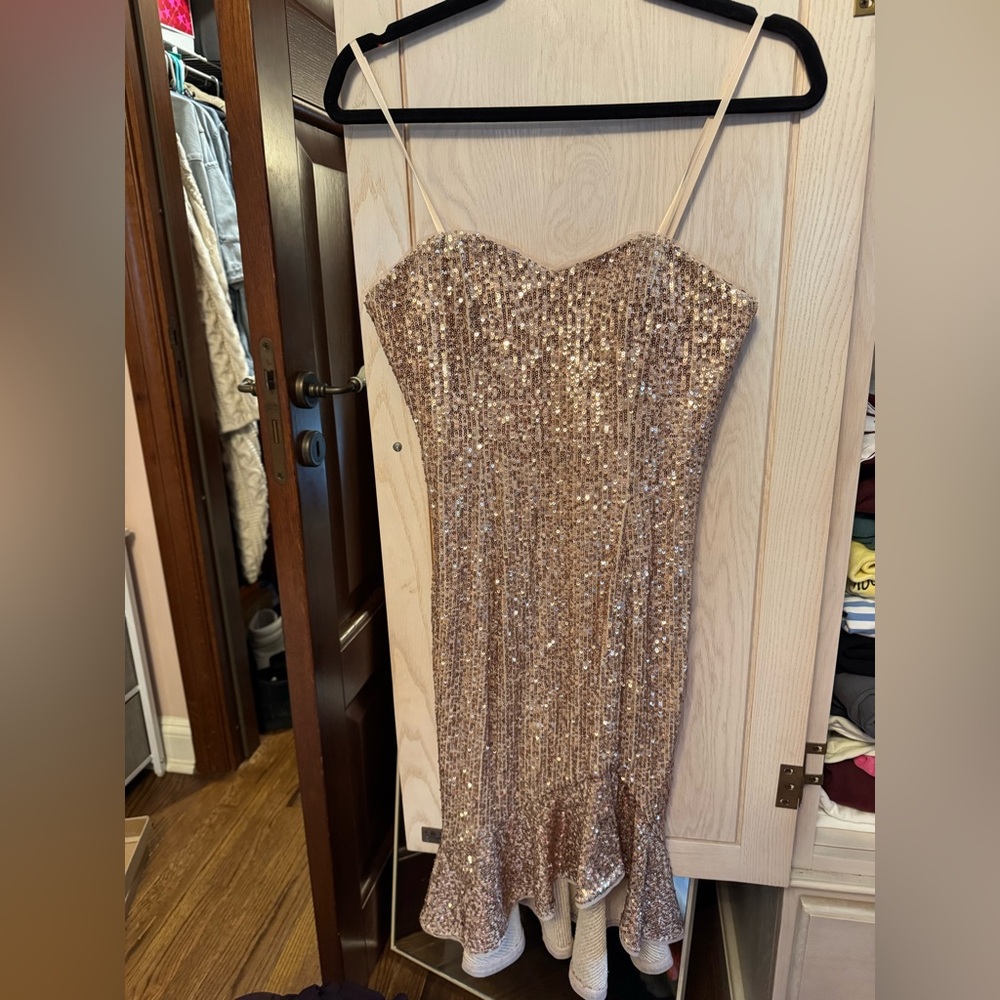 Aidan Mattox Gold Sequin Dress